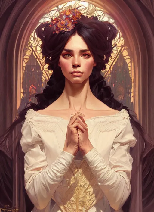 Prompt: portrait of castillo nazareno, fantasy, intricate, elegant, highly detailed, digital painting, artstation, concept art, smooth, sharp focus, illustration, art by artgerm and greg rutkowski and alphonse mucha