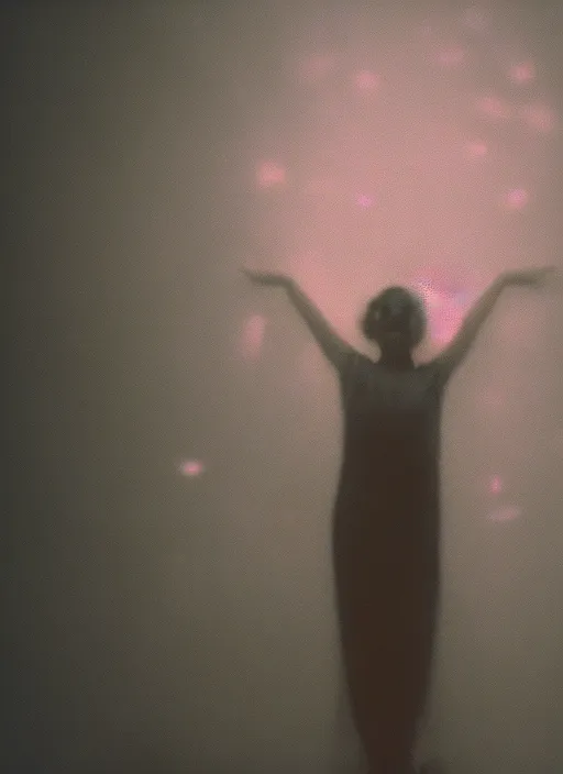 Prompt: a symmetrical female astral projection, liquid glowing aura, heavenly, film grain, cinematic lighting, experimental film, shot on 1 6 mm