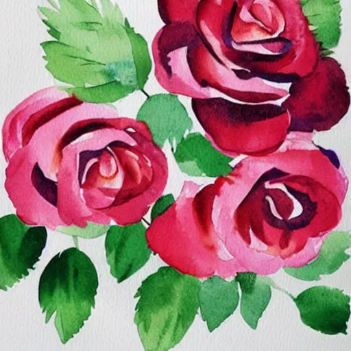 Prompt: watercolor 3 roses