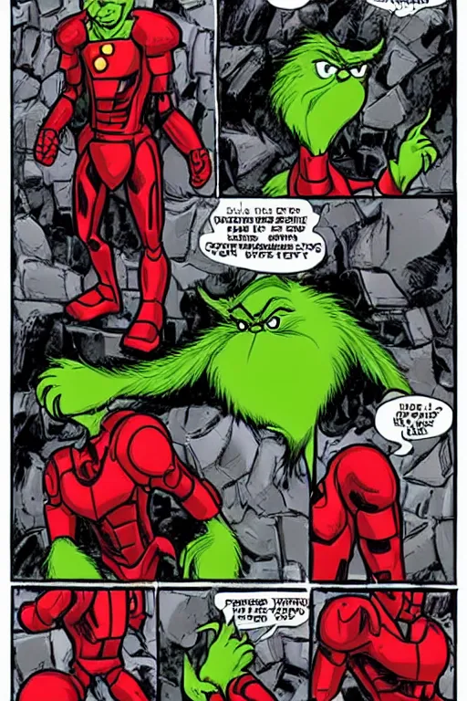 Prompt: The Grinch stole Ironman's armor