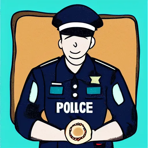 Image similar to “Police officer who is a donut, digital art, 4k, award winning”