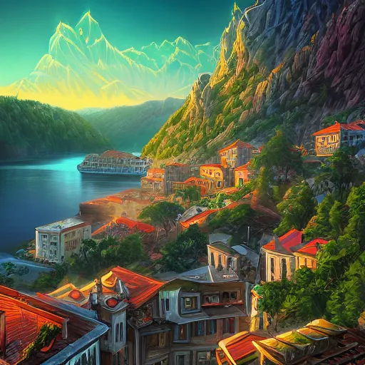Prompt: a beautiful digital artwork of yugoslavia by dan mumford, cyril rolando and m. w kaluta, 8 k resolution, ultrafine details, rendered in unreal engine 5, cinematic composition, reimagined by industrial light and magic, smooth, 4 k, beautiful lighting, hdr, imax, cinema 4 d, shadow depth
