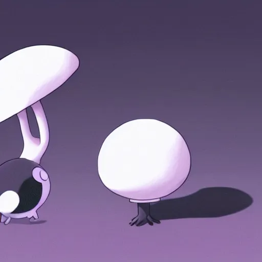 Image similar to grayscale cute void mushroom creature, pokemon, hayao miyazaki, digital art