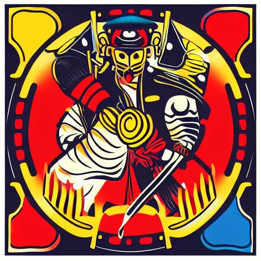 Prompt: samurai fighting, sticker, highly detailed, colorful, illustration, smooth and clean vector curves, no jagged lines, vector art, smooth