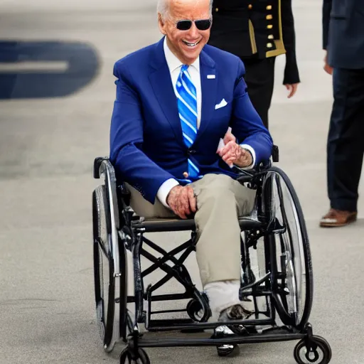 Prompt: joe biden in a wheelchair licking lollypop