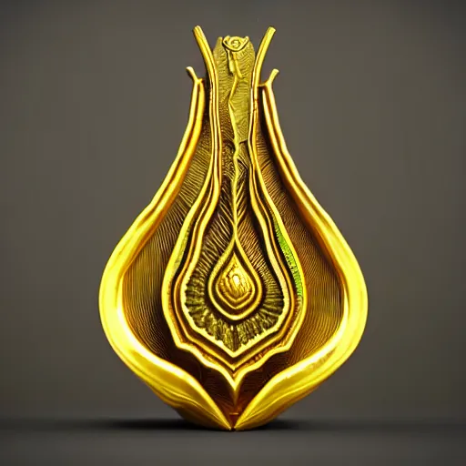 Image similar to stylized gold golden bok choy symbol : : ornate, dynamic, particulate, intricate, elegant, highly detailed, centered, artstation, smooth, sharp focus, octane render, 3 d