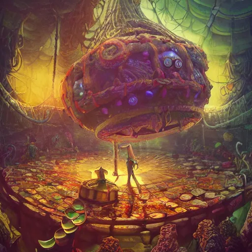 Prompt: dystopian fantasy undersea rock concert. On stage, the drummer is squid woman with tentacles playing a big rock&roll drum kit, by Philipp A. Urlich and Pengzhen Zhang an Andreas Rocha, fantasy, intricate, elegant, highly detailed, digital painting, artstation, blender, unreal engine 5, octane render, smooth, sharp focus, illustration