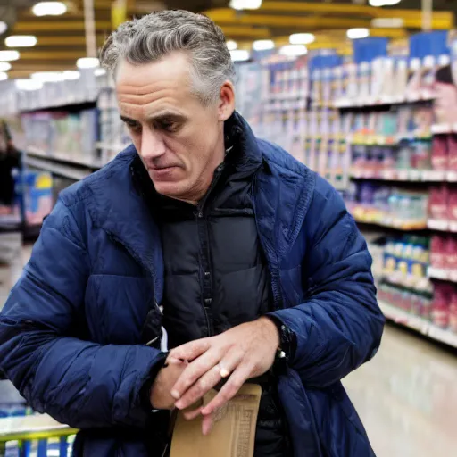 Image similar to jordan peterson crying in walmart