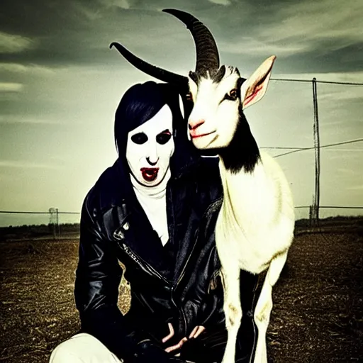 Prompt: marilyn manson as a goat