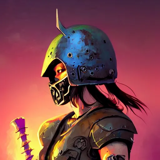 Image similar to cyberpunk viking helmet mask warrior goddess robot ninja fantasy, art gta 5 cover, official fanart behance hd artstation by jesper ejsing, by rhads, makoto shinkai and lois van baarle, ilya kuvshinov, ossdraws