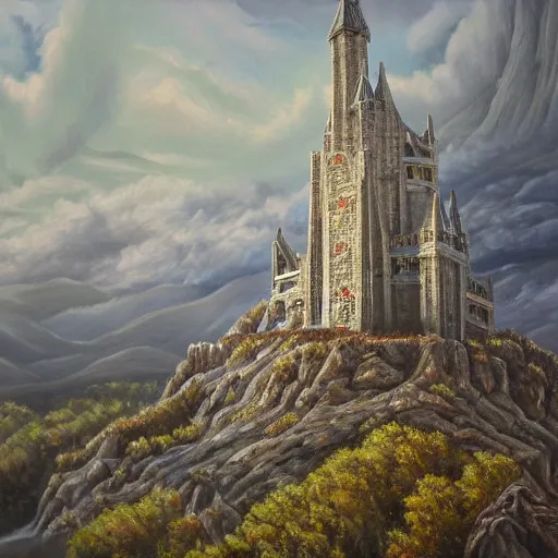 Prompt: Gondor, oil painting, highly detailed