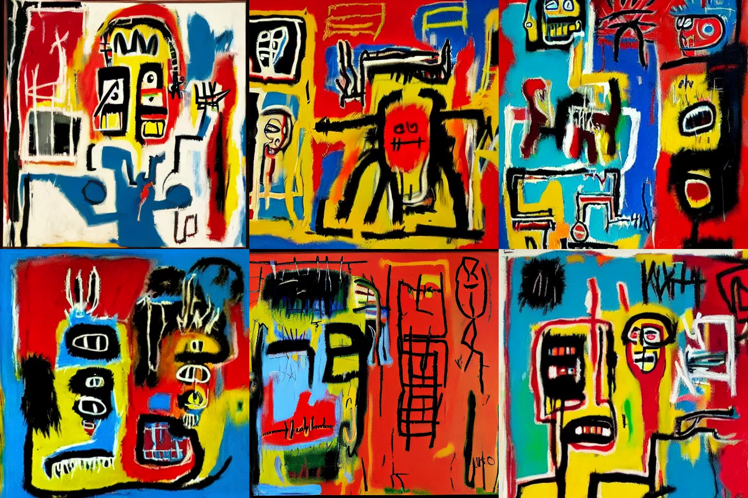 Prompt: i give up, expressionist painting by basquiat