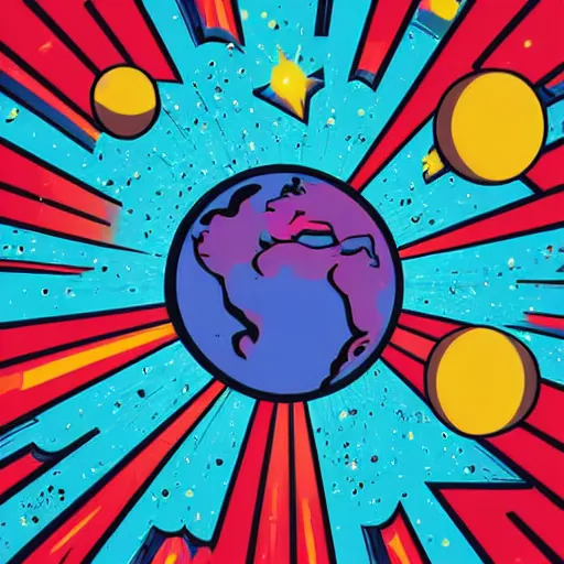 Image similar to 2 planet collapse particle fusion element macro cosmic art by butcher billy, sticker, colorful, illustration, highly detailed, simple, smooth and clean vector curves, no jagged lines, vector art, smooth andy warhol style