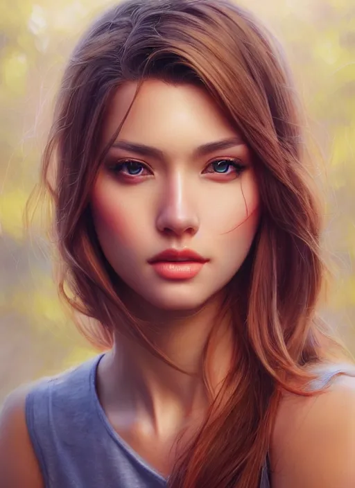 Image similar to photo of a gorgeous young woman in the style of stefan kostic, realistic, sharp focus, 8 k high definition, insanely detailed, intricate, elegant, art by stanley lau and artgerm