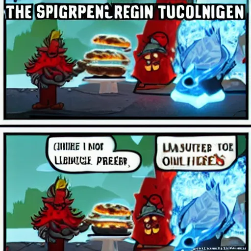 Image similar to the lichking frying burgers for luigi,