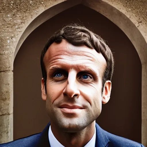 Image similar to close up portrait of emmanuel macron sitting in a tower high above the people laughing, photograph, natural light, sharp, detailed face, magazine, press, photo, steve mccurry, david lazar, canon, nikon, focus