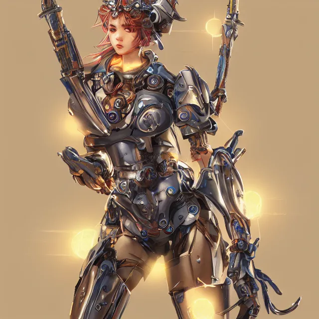 Image similar to studio portrait of lawful good colorful female holy mecha paladin absurdly beautiful, elegant, young swimsuit model, ultrafine hyperrealistic detailed face illustration by kim jung gi, irakli nadar, intricate linework, sharp focus, bright colors, matte, octopath traveler, final fantasy, unreal engine highly rendered, global illumination, radiant light, intricate environment