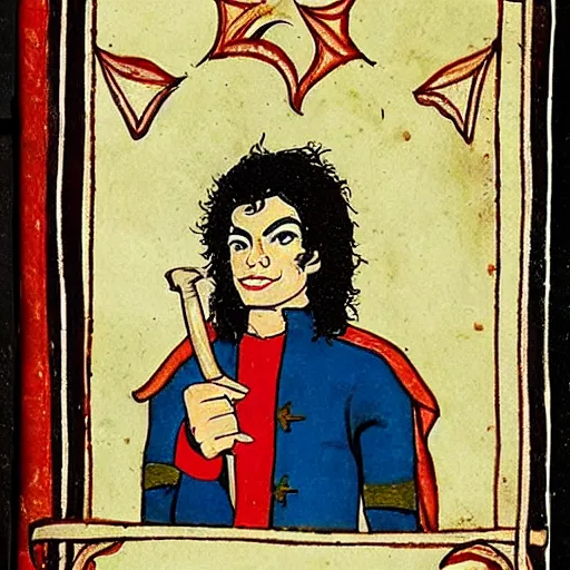 Image similar to medieval manuscript art of michael jackson