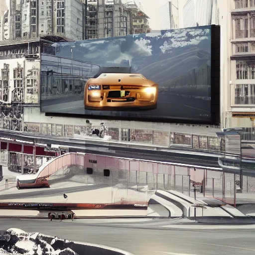 Image similar to sci-fi sport car formula 1 hatchback transport design organic smooth elastic forms on the front background digital billboard with point cloud in the coronation of napoleon painting by Jacques-Louis David, pinterest keyshot product render, cloudy plastic ceramic material shiny gloss water reflections, ultra high detail ultra realism, 4k
