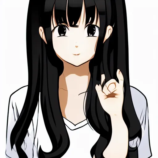 Image similar to full headshot portrait of a girl with long black hair, wearing a surgical mask, drawn by ATDAN, by Avetetsuya Studios, attractive character, colored sketch anime manga panel, trending on Pixiv