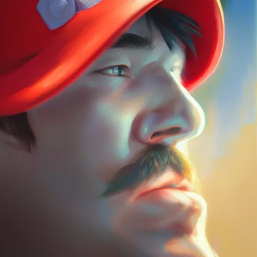 Prompt: a ultradetailed beautiful portrait panting of mario, oil painting, by ilya kuvshinov, greg rutkowski and makoto shinkai, trending on artstation
