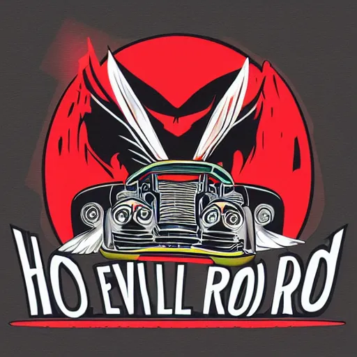 Prompt: evil hot rod, t - shirt clothing illustration