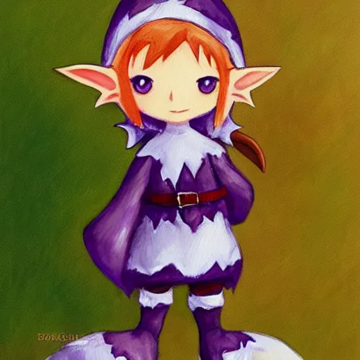 Prompt: little elf boy, purple tunic, blonde hair. light color palate, detailed soft painting, made in abyss art style, anatomically correct