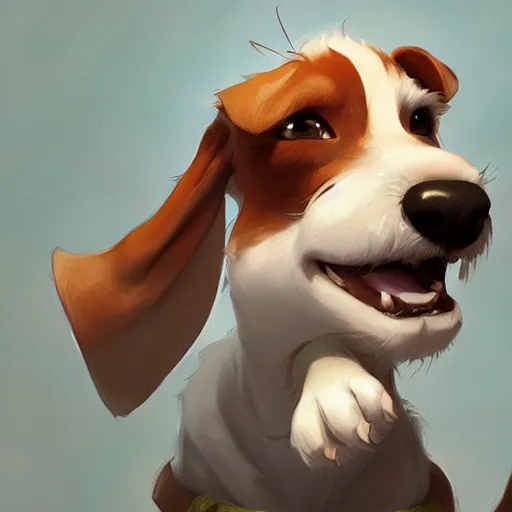 Prompt: adorable jack russel terrier laughing, fantasy art, artstation character design contest winner, trending on cgsociety, concept art, speedpaint, beautiful digital art, jesper ejsing, james jean, justin gerard, fenghua zhong, makoto shinkai, highly detailed