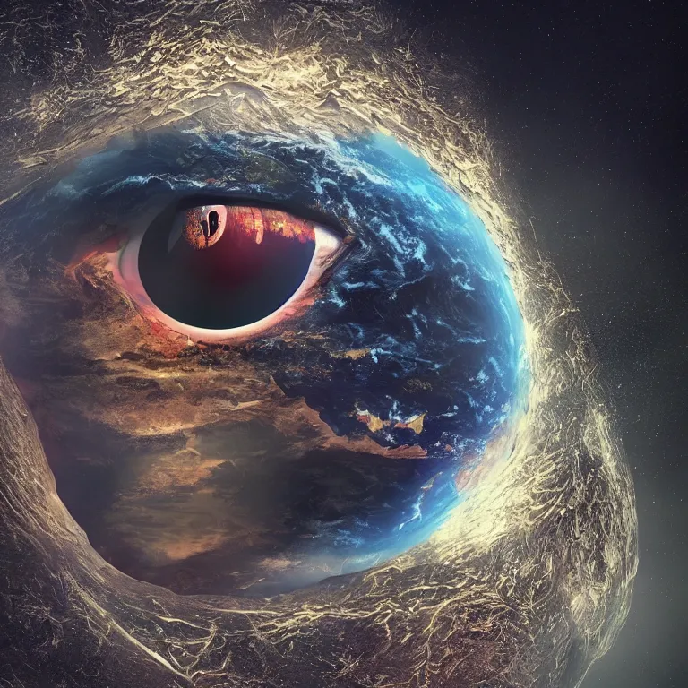 Image similar to planet earth inside someone’s eyeball, fantasy, digital art, 8k resolution, artstation