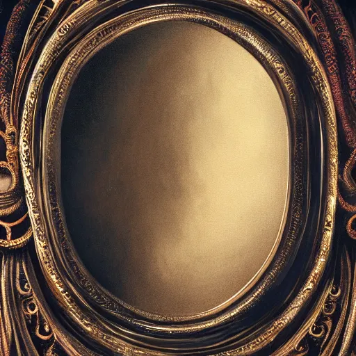 Prompt: spellbinding witch spectacular beauty, ghastly reflection in the mirror, intricate detail, fineline detail painting of portrait, intense sense of awe, 8k high octane rendering, golden ratio