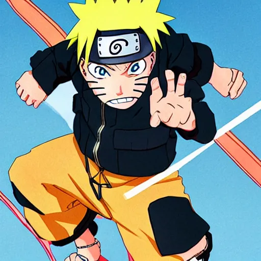 Image similar to Naruto illustrated by Frank Miller