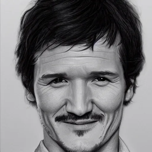 Image similar to hyper realistic pencil drawing of Pedro Pascal