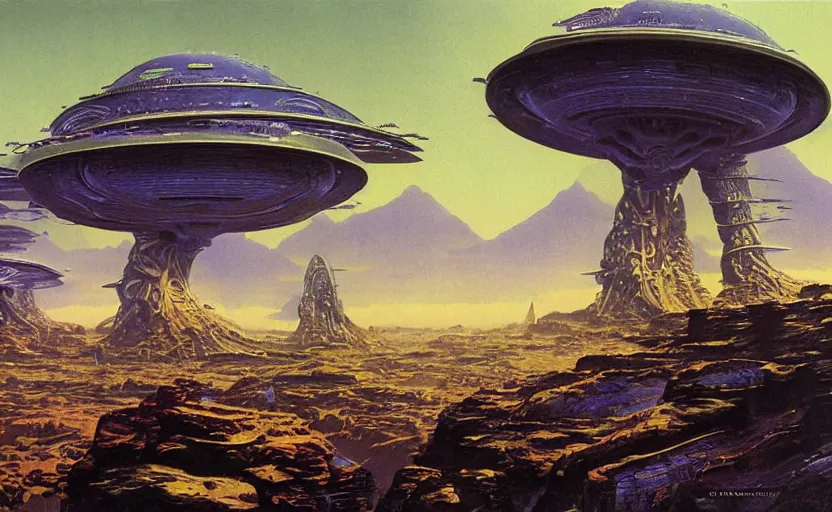 Prompt: finely detailed photorealistic alien empire by bruce pennington