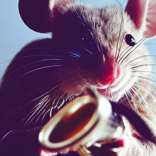 Prompt: a mouse playing a trumpet, cinematic, professional photography, close - up