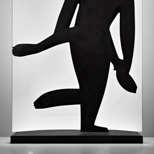 Prompt: rhythmic by max dupain, by paula modersohn - becker. a kinetic sculpture of a large, black - clad figure of the king looming over a small, defenseless figure huddled at his feet. the king's face is hidden in shadow. menacing stance, large, sharp claws, dangerous & powerful creature.