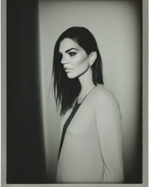 Image similar to a portrait photograph of kendall, polaroid