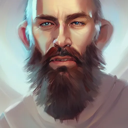 Image similar to a man with a beard is staring at the camera, a character portrait by Mandy Jurgens, cgsociety contest winner, shock art, artstation hq, speedpainting, official art