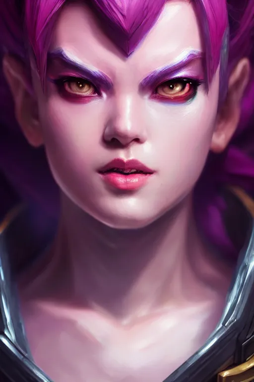 Image similar to ultra detailed face portrait of vi from league of legends from tv series arcane from netflix, extremely detailed digital painting, in the style of fenghua zhong and ruan jia and jeremy lipking and peter mohrbacher, mystical colors, rim light, beautiful lighting, 8 k, stunning scene, raytracing, octane, trending on artstation