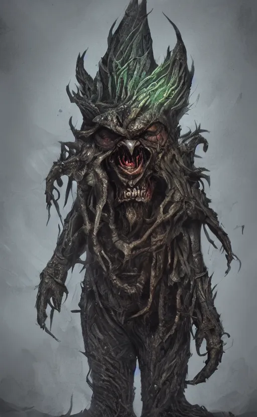 Prompt: a a full body portrait of a scary monster garden gnome, dynamic lighting, photorealistic dark fantasy concept art, trending on art station, stunning visuals, creative, cinematic, ultra detailed, scary art, monster
