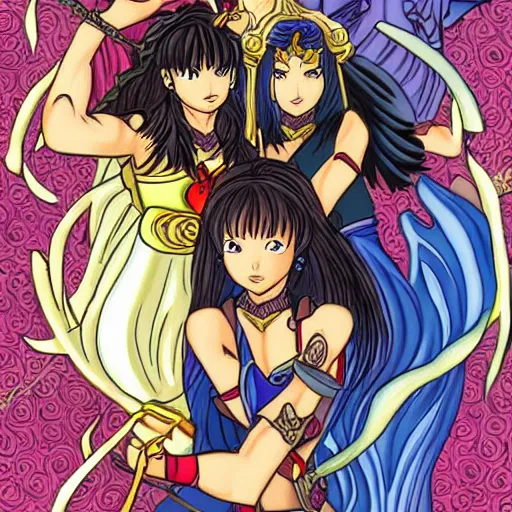 Prompt: xena : warrior princess in the style of naoko takeuchi