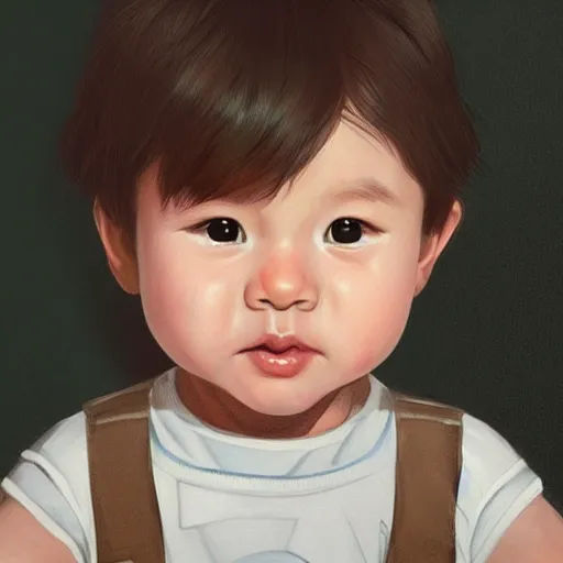 Prompt: super cute baby Harrison Ford, kawaii realistic portrait, by isabelle staub, by shin min jeong, by RossDraws, trending on artstation