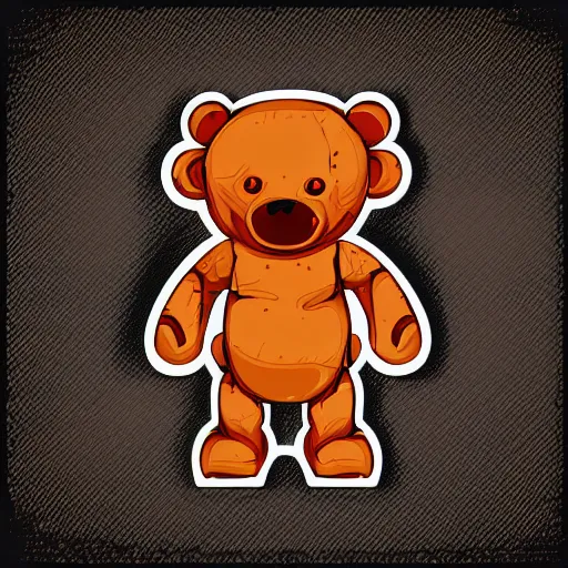 Image similar to Blood thirsty teddy bear from a horror movie, sticker, highly detailed, colorful, illustration, drama, smooth and clean vector curves, no jagged lines, vector art, smooth