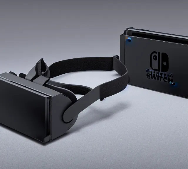 Image similar to a 4 k photorealistic photo product photo of a nintendo switch vr headset.