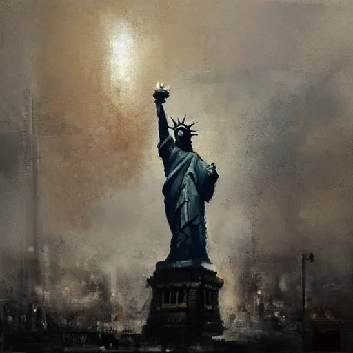 Prompt: statue of liberty painting by jeremy mann