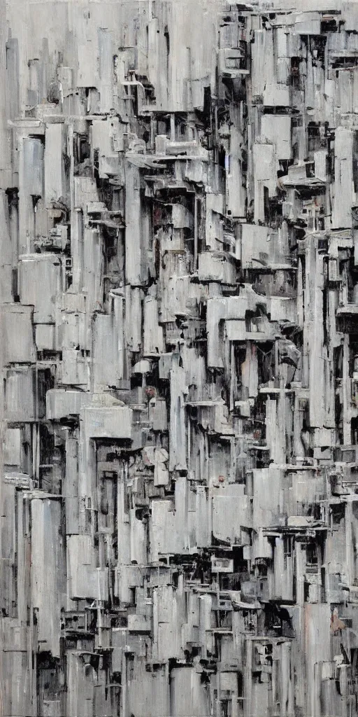 Prompt: oil painting scene from brutalism architecture art by kim jung gi