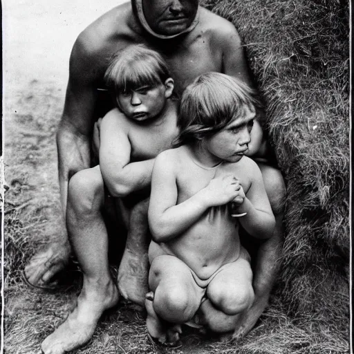 Image similar to a family of Neanderthals photographed by Dorothea Lange