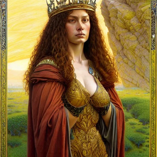 Prompt: highly detailed portrait of a majestic lioness queen in the form of a beautiful woman. d & d, art by donato giancola and edmund leighton. trending on artstation, intricate details, energetic composition, golden ratio, concept art, illustration, elegant art, global illuminaition