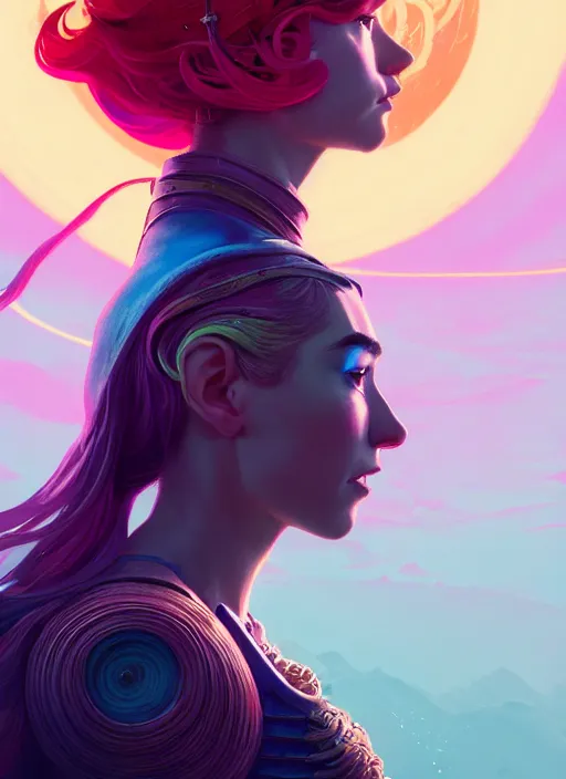 Prompt: side profile centered painted portrait, Imogen Poots as a Paladin, D&D, matte painting concept art, beautifully backlit, official fanart, colourful, swirly vibrant color lines, winning-award masterpiece, fantastically gaudy, aesthetic octane render, 8K HD Resolution, by Victo Ngai and Kilian Eng and Jake Parker and ilya kuvshinov and Cushart Krentz and Gilleard James, 4k, HDR, Trending on artstation, Behance, award winning