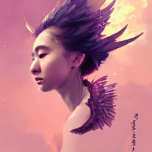 Image similar to beauty girl asian, wings, hyper detailed, insane details, intricate, elite, elegant, luxury, spring light, by ismail inceoglu dragan bibin hans thoma greg rutkowski alexandros pyromallis rene maritte illustrated, perfect face, fine details, realistic shaded, fine - face, pretty face