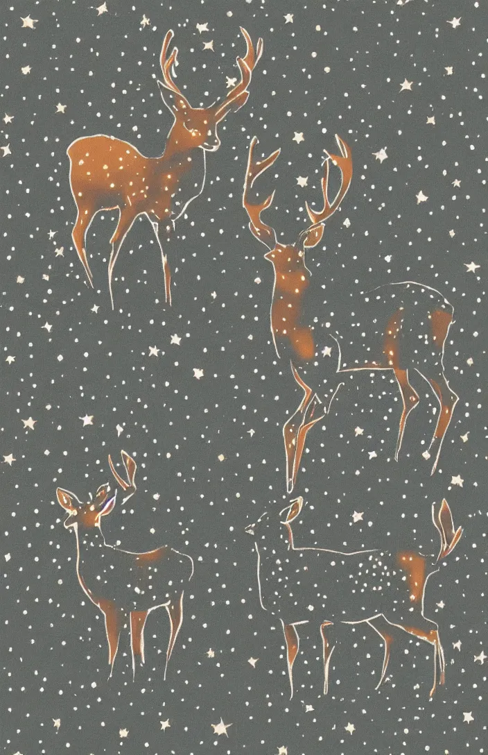 Image similar to deer in the stars in the style of AnnaDittman